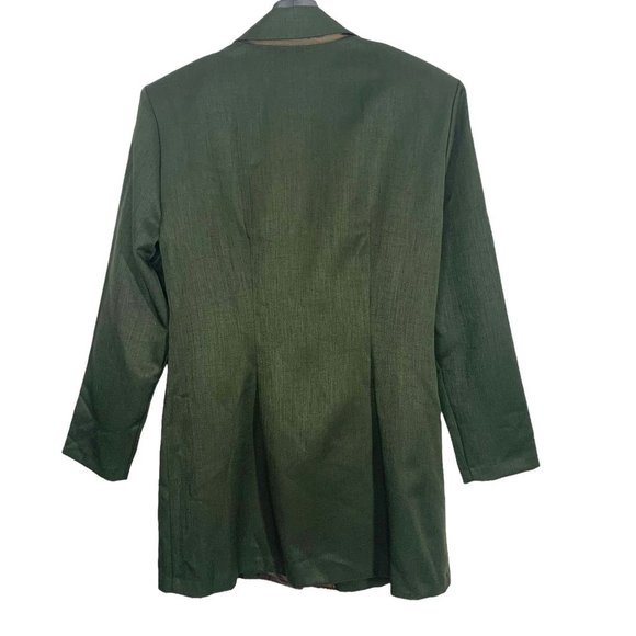 Vintage 90s Olive Green Longline Blazer Medium - Picture 2 of 9